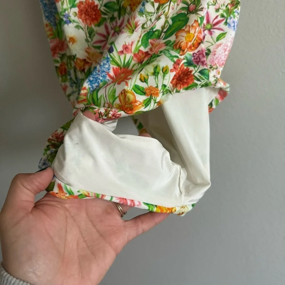 Onia Rachel Floral Scoop One-Piece in Lily White Size Large